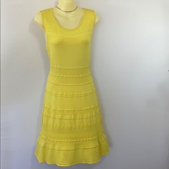 BCBG DRESS "WILMA" LEMON YELLOW BANDED KNIT NEW WITH TAG! SZ SM 4-6 - Picture 4 of 9
